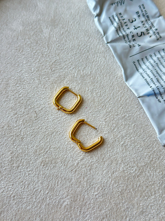 Small Square Gold Huggie Hoop Earrings